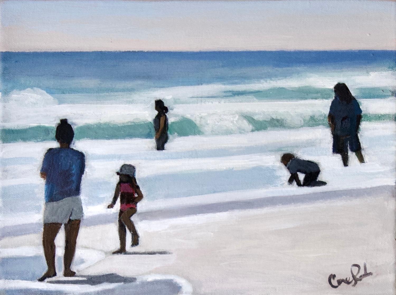 Carey Parks Figurative Painting - Beach Day, Original Painting