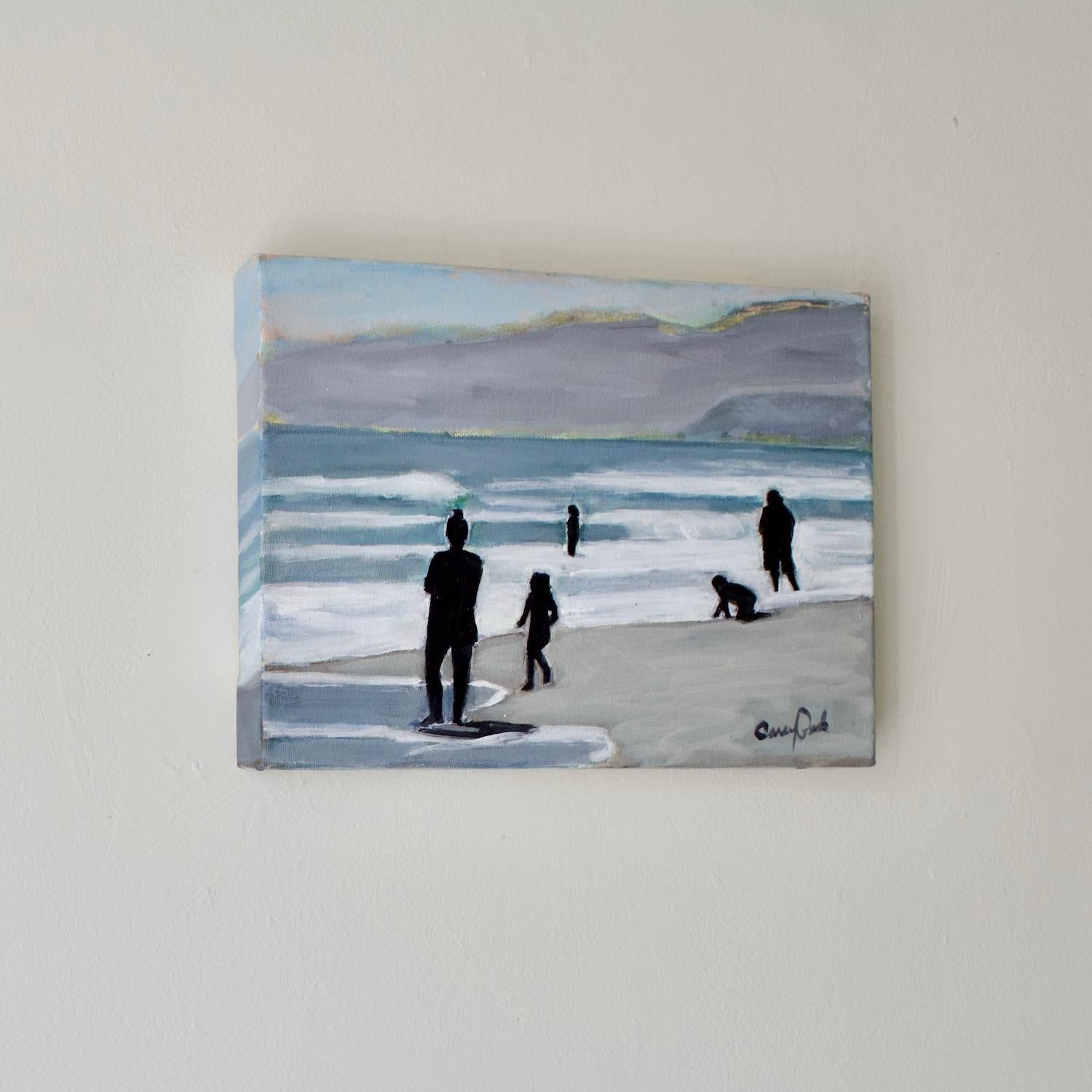 Tiempo de playa en Santa Monica, Pintura original - Painting Contemporáneo de Carey Parks