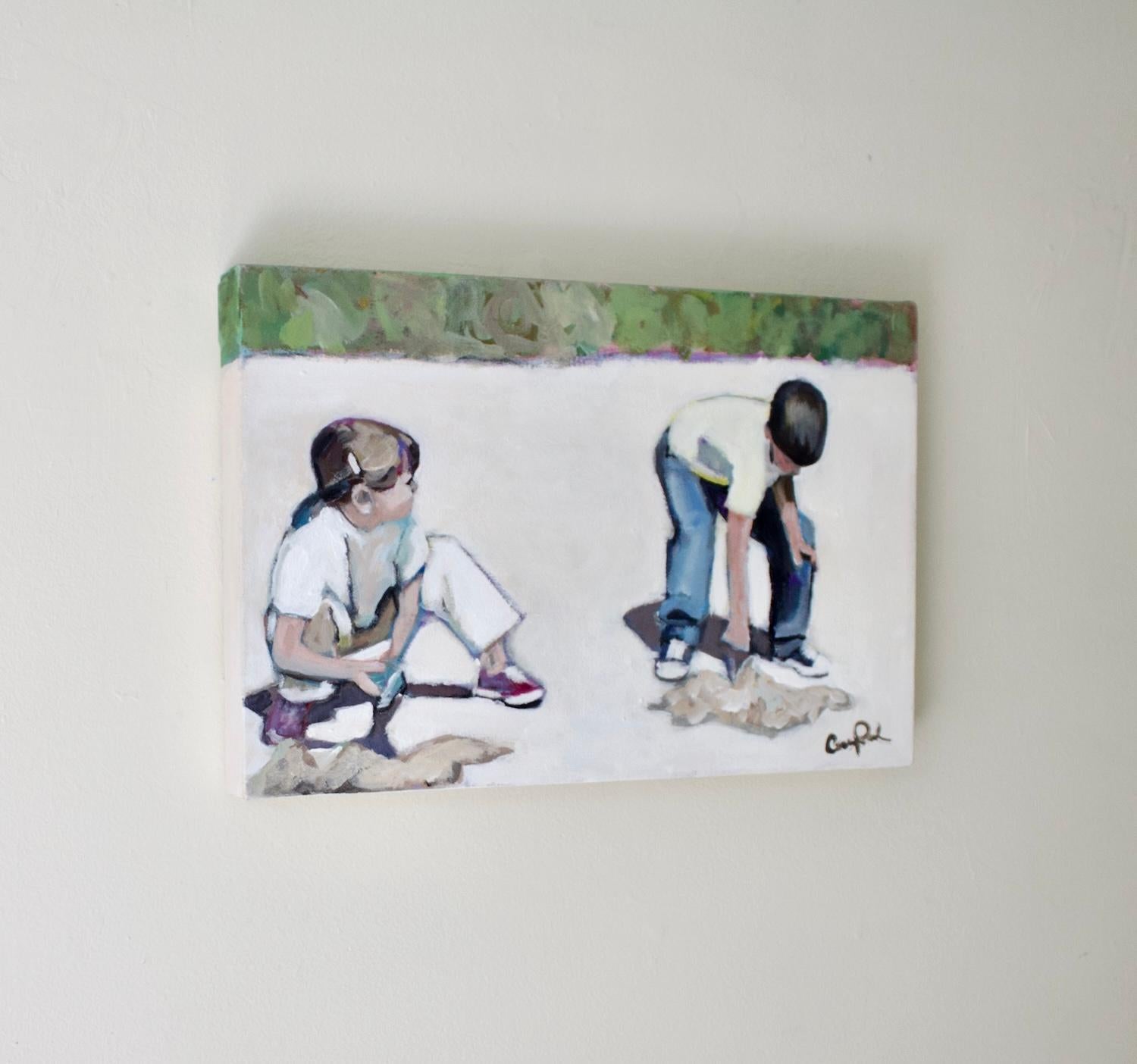 Erkundung am Strand, Originalgemälde – Painting von Carey Parks