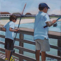 Angeln am Pier, Originalgemälde