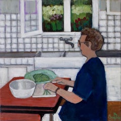 Preparing the Green Beans, Original Painting