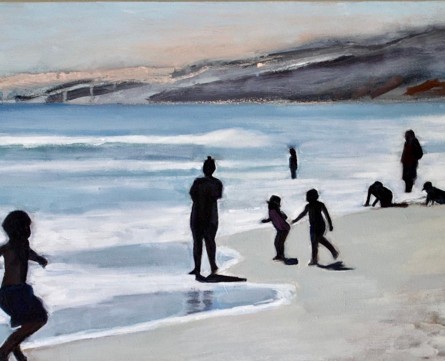 Santa Monica, Pintura original - Figurative Painting Gris de Carey Parks