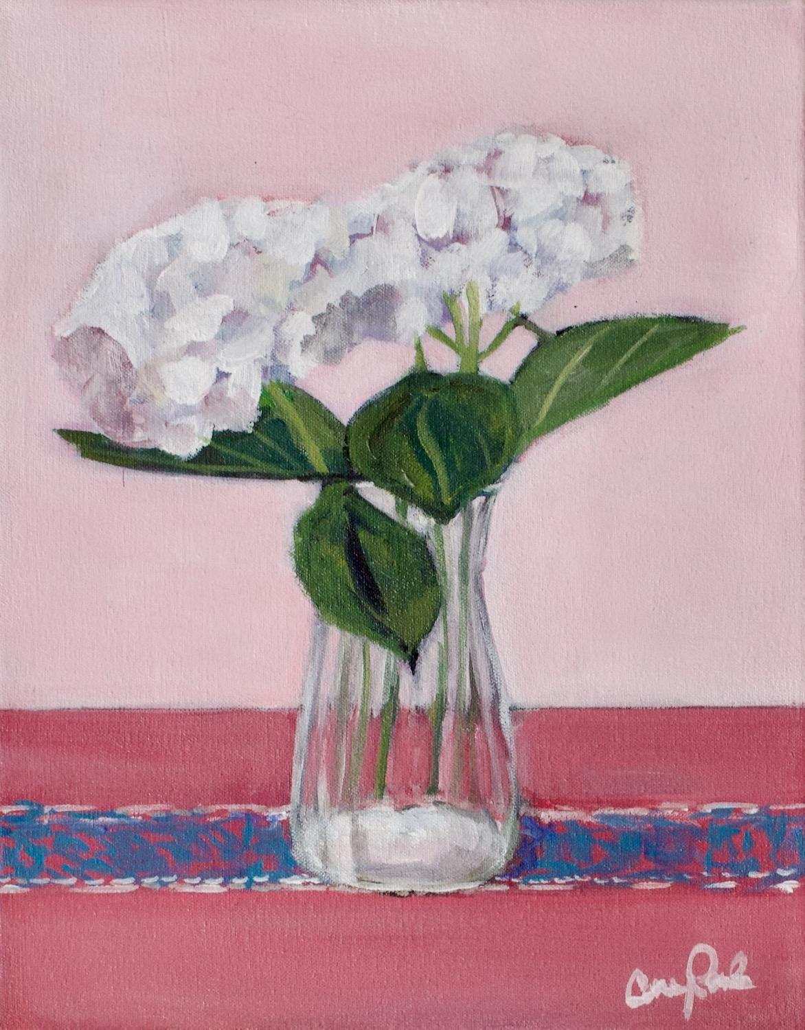 Still-Life Painting de Carey Parks - Dos Flores Blancas, Pintura Original