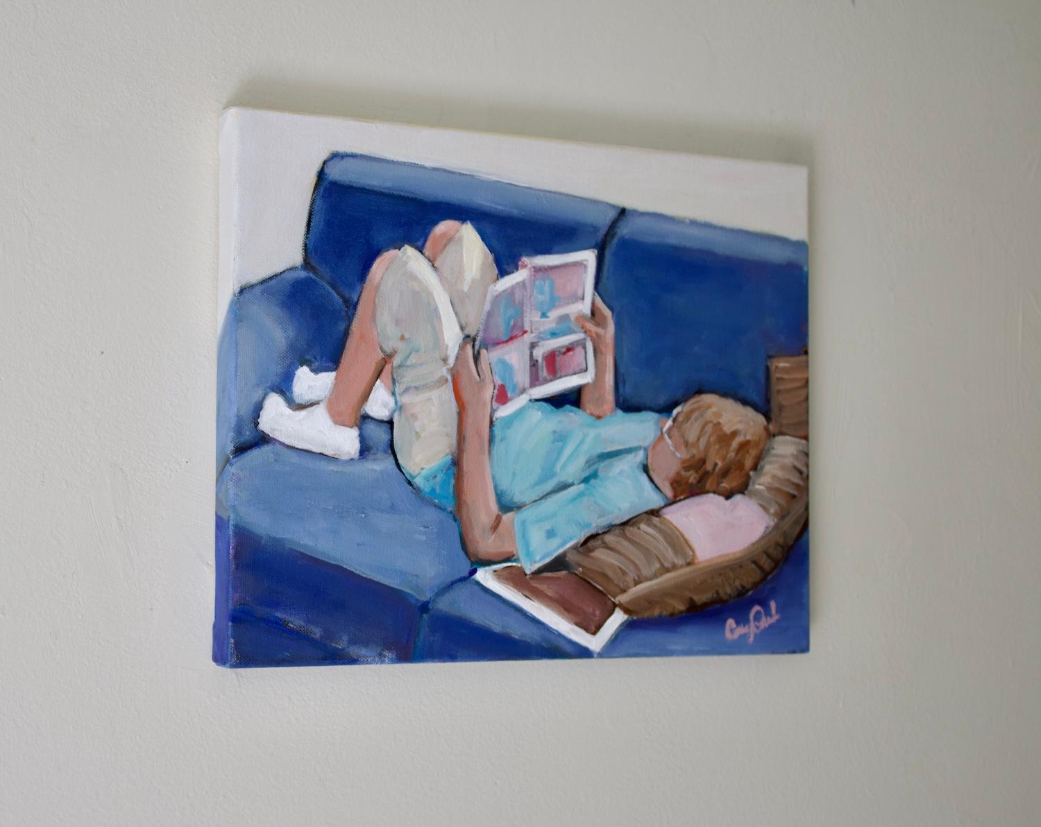 Ferienlektüre, Originalgemälde – Painting von Carey Parks