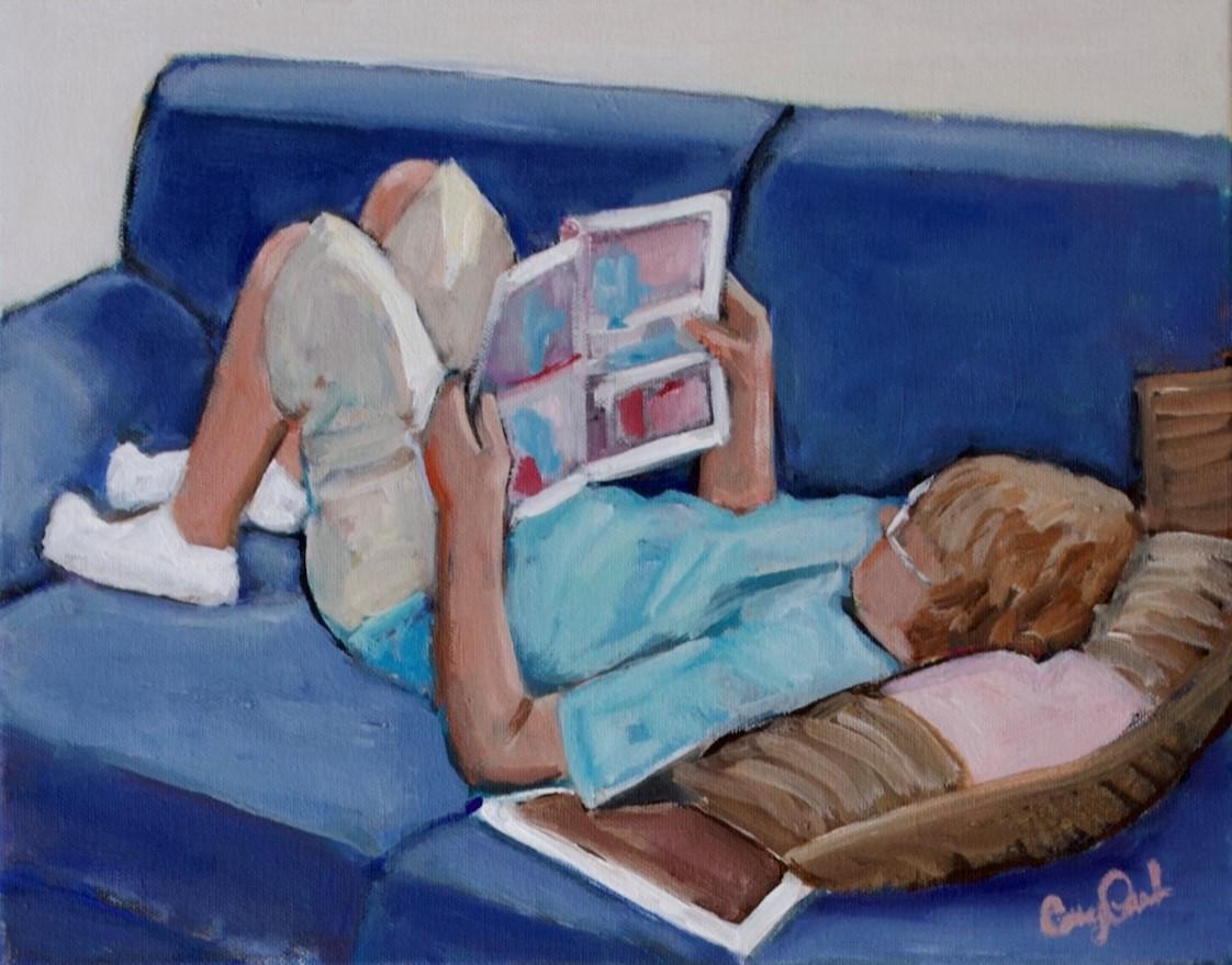 Carey Parks Portrait Painting – Ferienlektüre, Originalgemälde