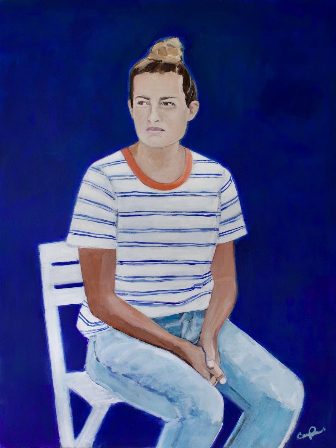 Carey Parks Portrait Painting – Weißer Stuhl, Originalgemälde