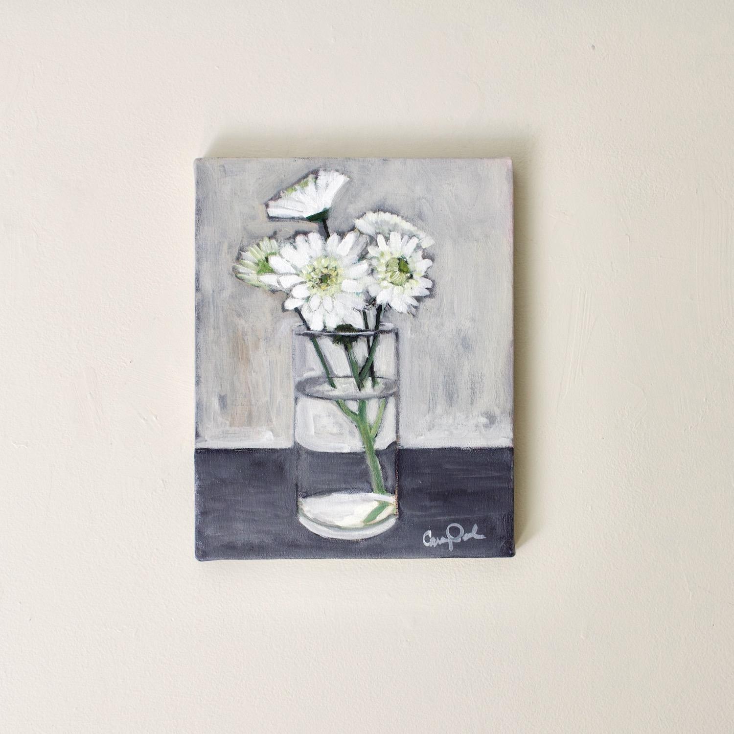 White Flowers in Grays, Original Painting For Sale 1