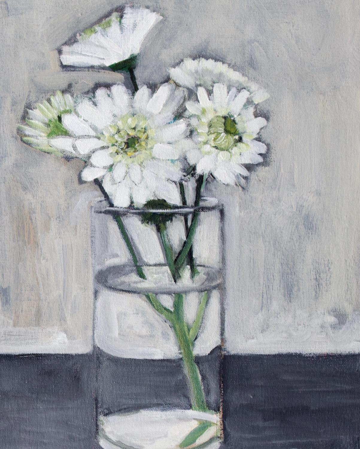 White Flowers in Grays, Original Painting For Sale 2