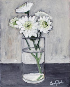 Flores blancas en grises, Pintura original