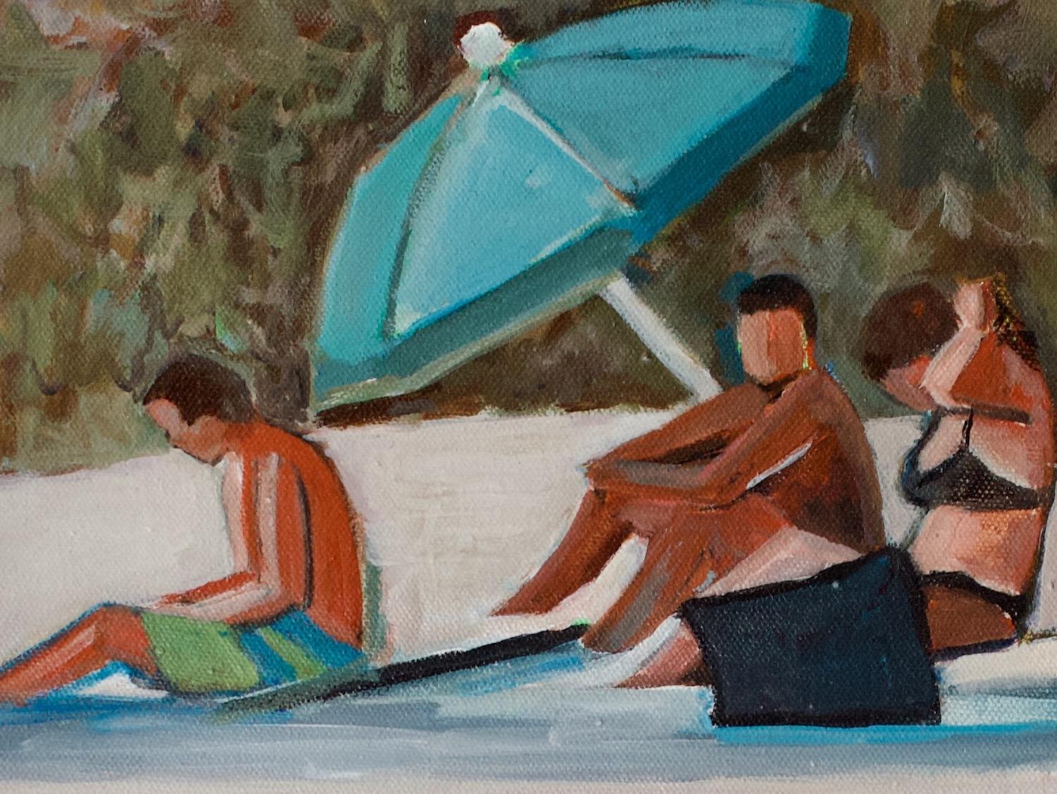 <p>Artistics Comments<br>Trois amis profitent du soleil d'été sur une plage en France. Confortablement installés sur le rivage, ils profitent de la compagnie de l'autre en écoutant les bruits de l'océan et leurs bavardages. Une touche de bleu