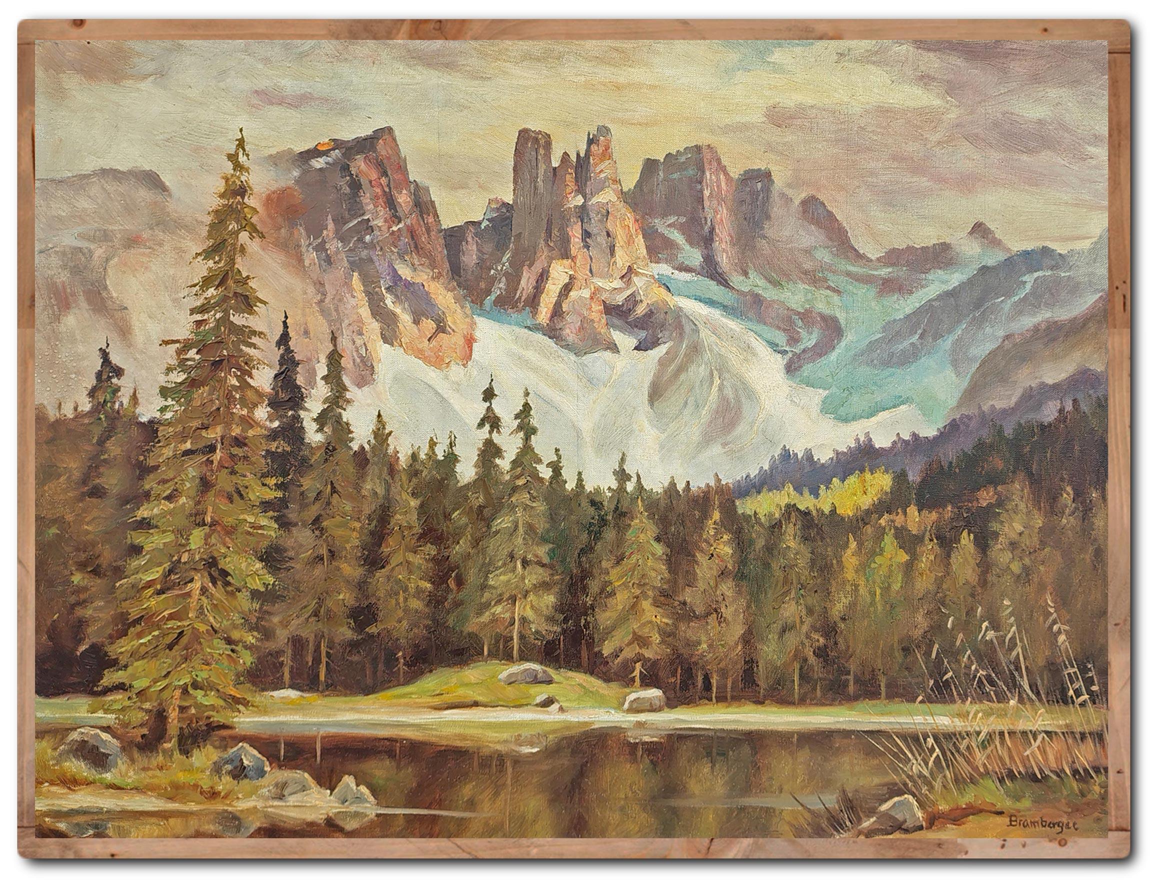 Lac Carezza et Latemar - Dolomites Huile sur toile en vente