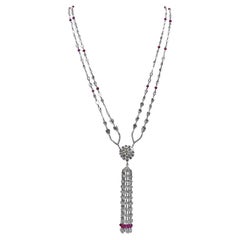 Carezza Ruby Diamond Tassel Necklace