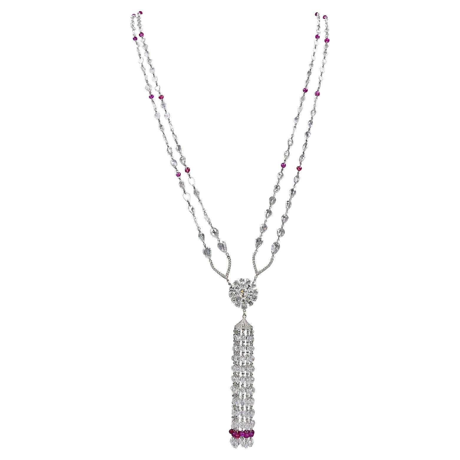 Collana Carezza con diamanti e rubini