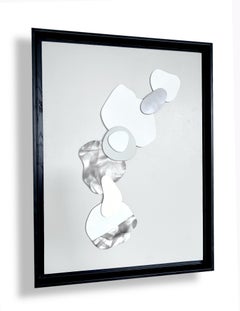 Clouds I . Abstract, Minimalistic, Plaster 3D shapes on wood with black frame