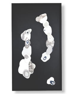 Clouds II . Abstract, Minimalistic, Plaster 3D shapes on wood with black frame