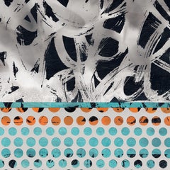 Graffitti Mixed media Print Orange & Acqua with white frame