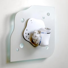 Cloud Waves . Organic Sculpture on wood backlit with an LED light