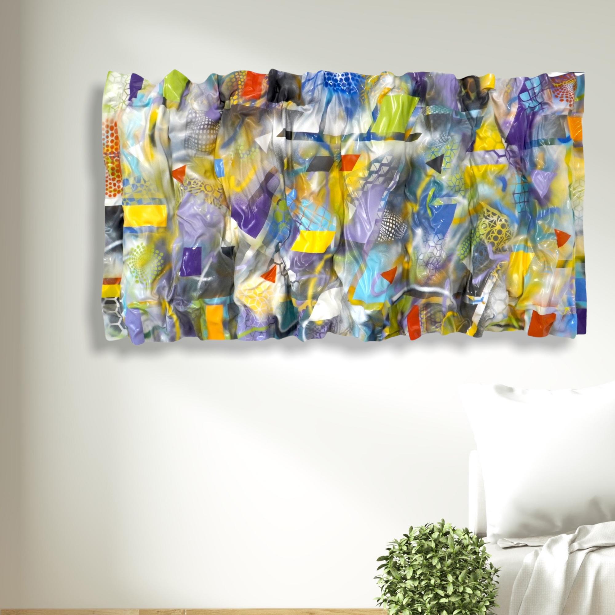 Farbwellen-Symphonie. Abstrakte Wandskulptur auf Plexiglas, handgeformt im Angebot 3