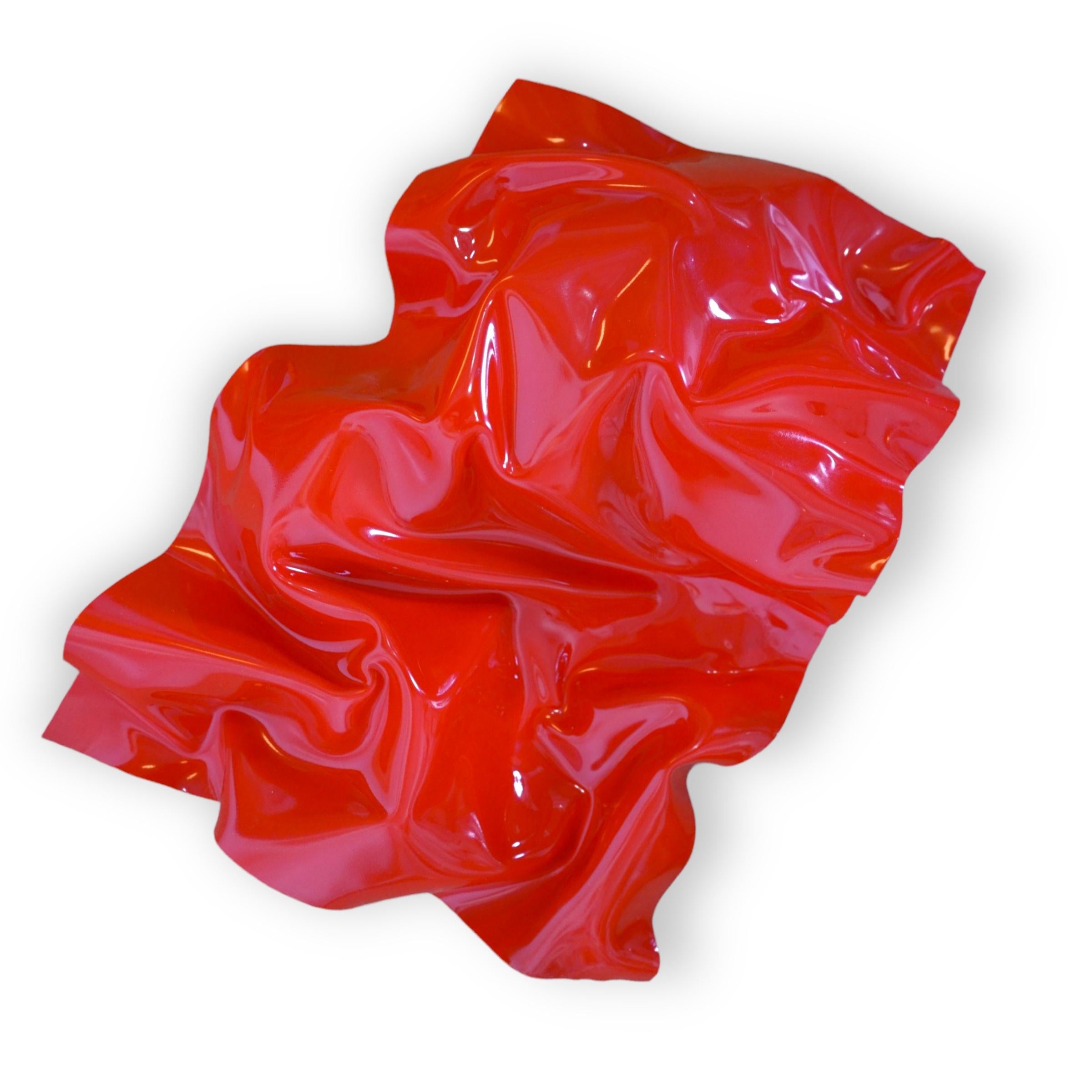 Flying Luminous Waves Abstract, red, yellow, Painting Wall Plexiglass Sculptures For Sale 4