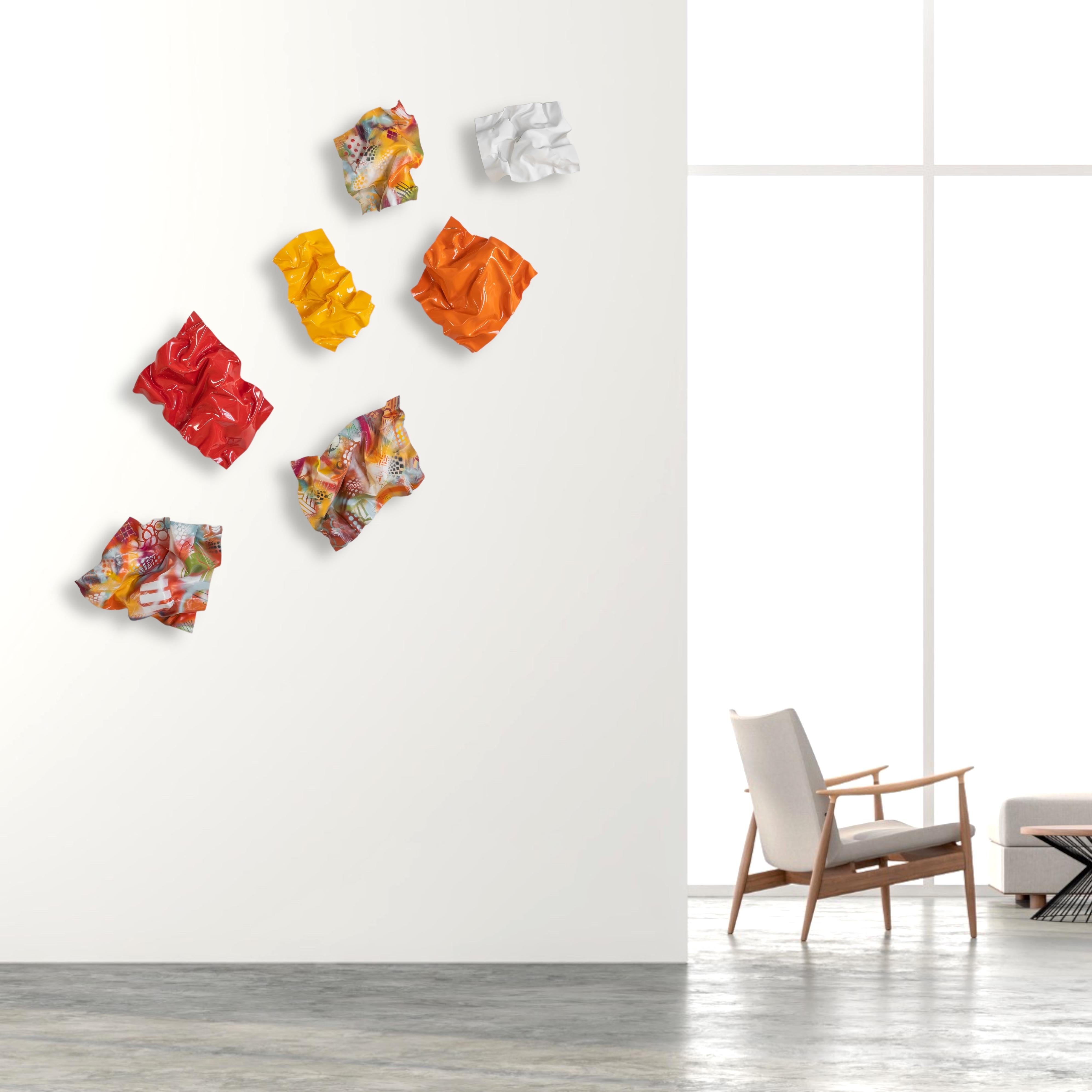 Flying Luminous Waves Abstrakt, rot, gelb, Gemälde Wand Plexiglas-Skulpturen im Angebot 8
