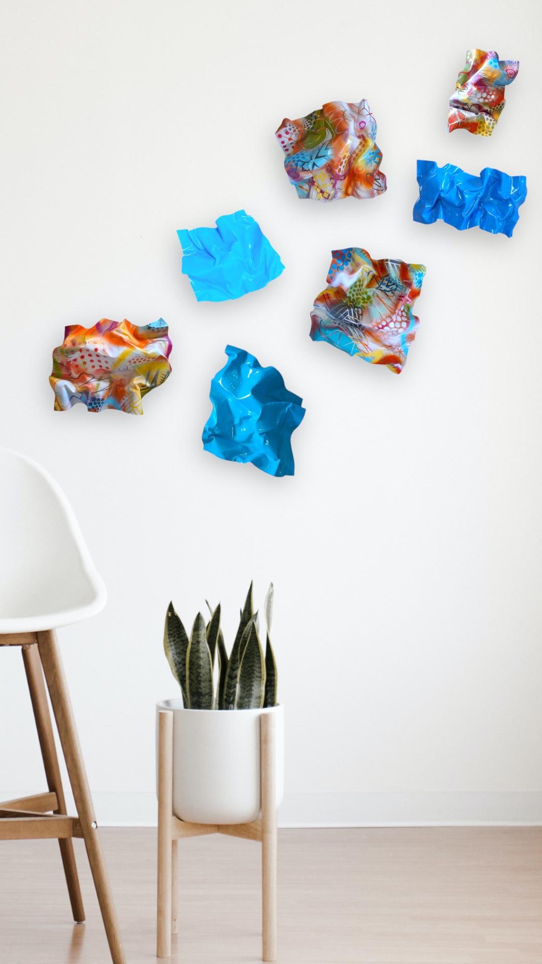Flying Ocean Waves Abstract,Contemporary, magnets, Wall Plexiglass Painting Sculptures 2022
These wall sculptures are part of the Waves series. This mixed media wall sculptures are painted with acrylic paint, spray paint and pastels. They are