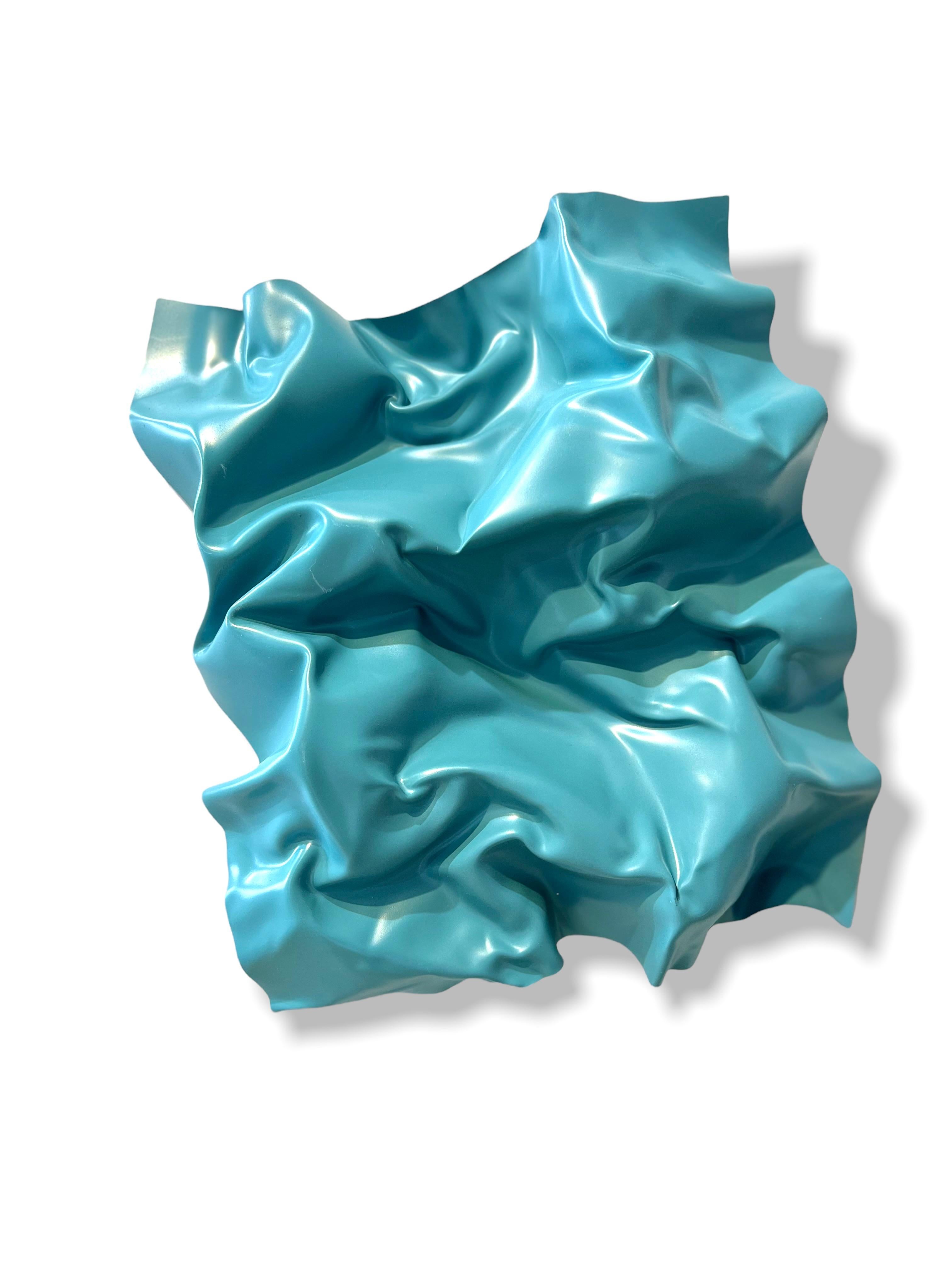 Blaue fliegende Wellen Abstrakt, Modern, Plexiglas, Satz von Wandgemälden (Grau), Abstract Sculpture, von Cari Cohen