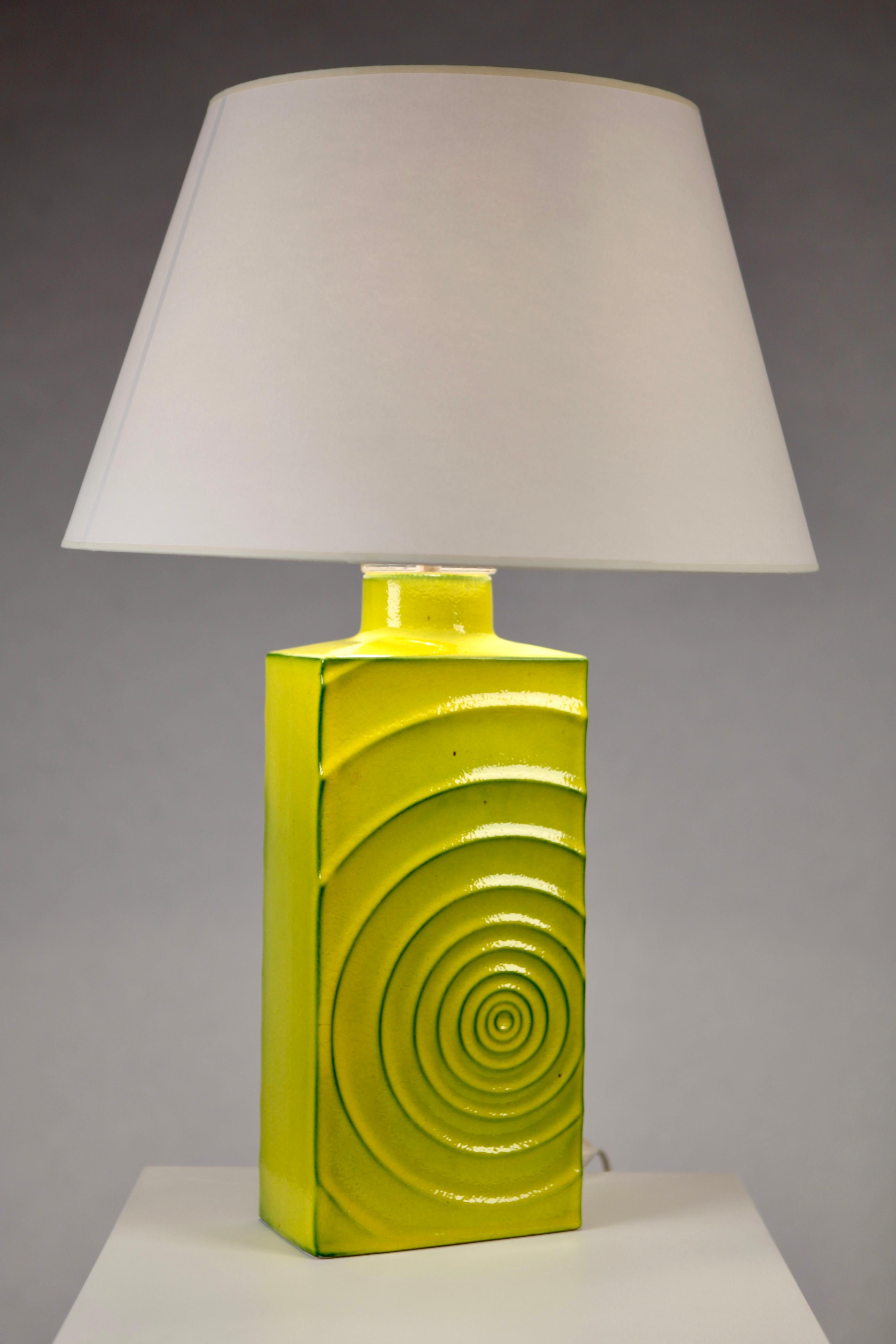 Cari Zalloni, 'Zyklon' Table Lamp, Yellow Glazed Ceramic, Germany, 1960's 6