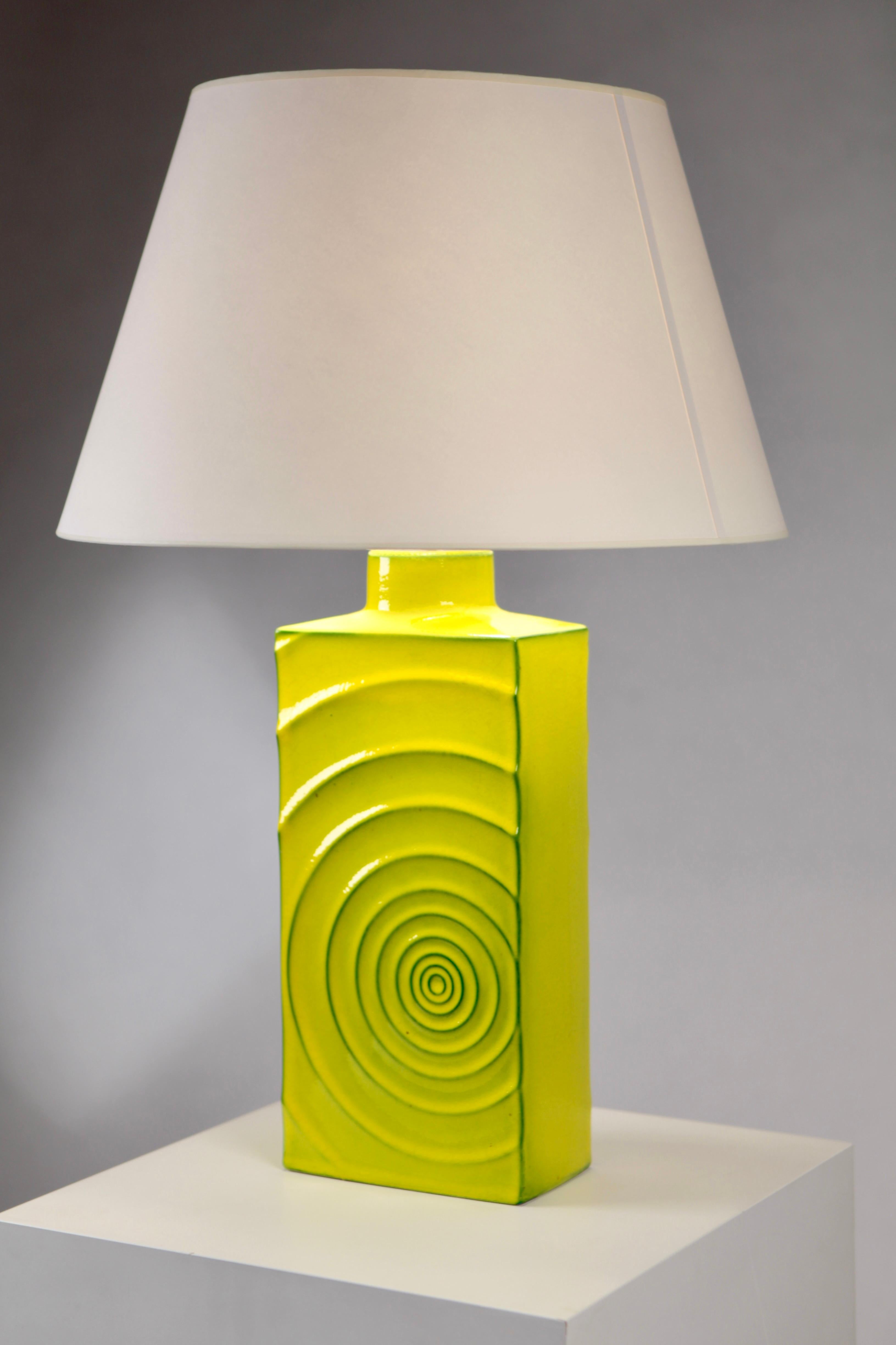 Mid-Century Modern Cari Zalloni, 'Zyklon' Table Lamp, Yellow Glazed Ceramic, Germany, 1960's