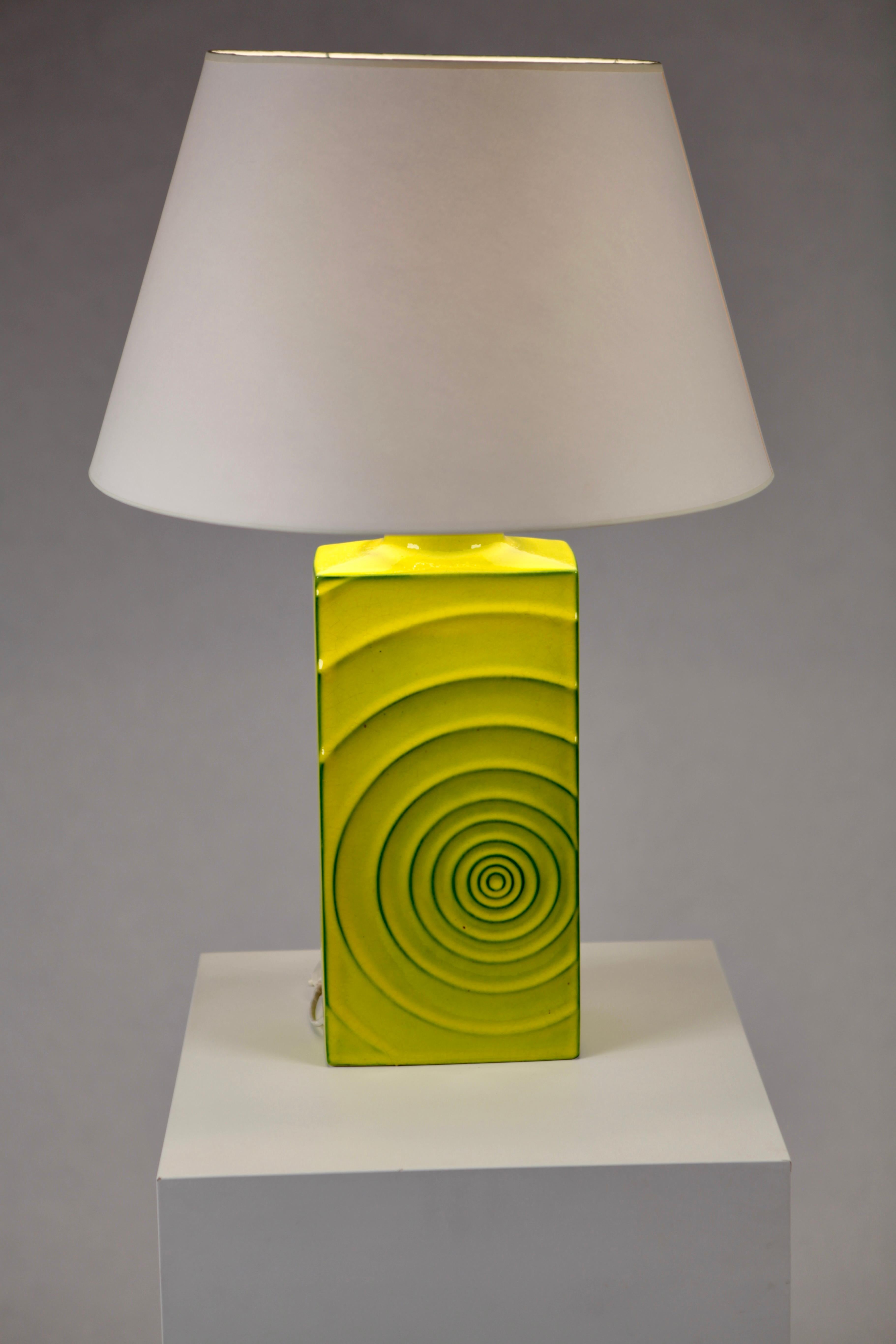 Mid-20th Century Cari Zalloni, 'Zyklon' Table Lamp, Yellow Glazed Ceramic, Germany, 1960's