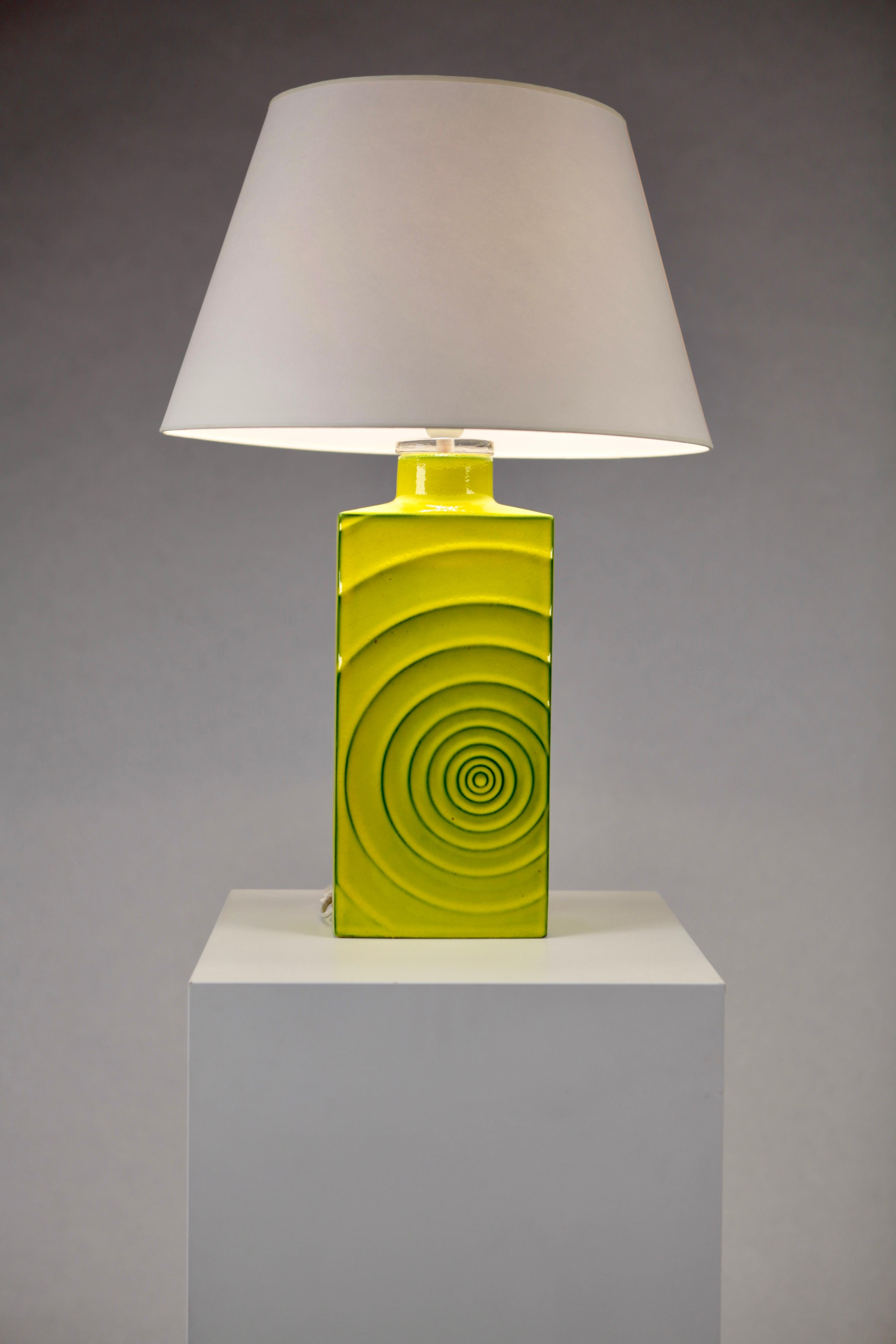 Cari Zalloni, 'Zyklon' Table Lamp, Yellow Glazed Ceramic, Germany, 1960's 1
