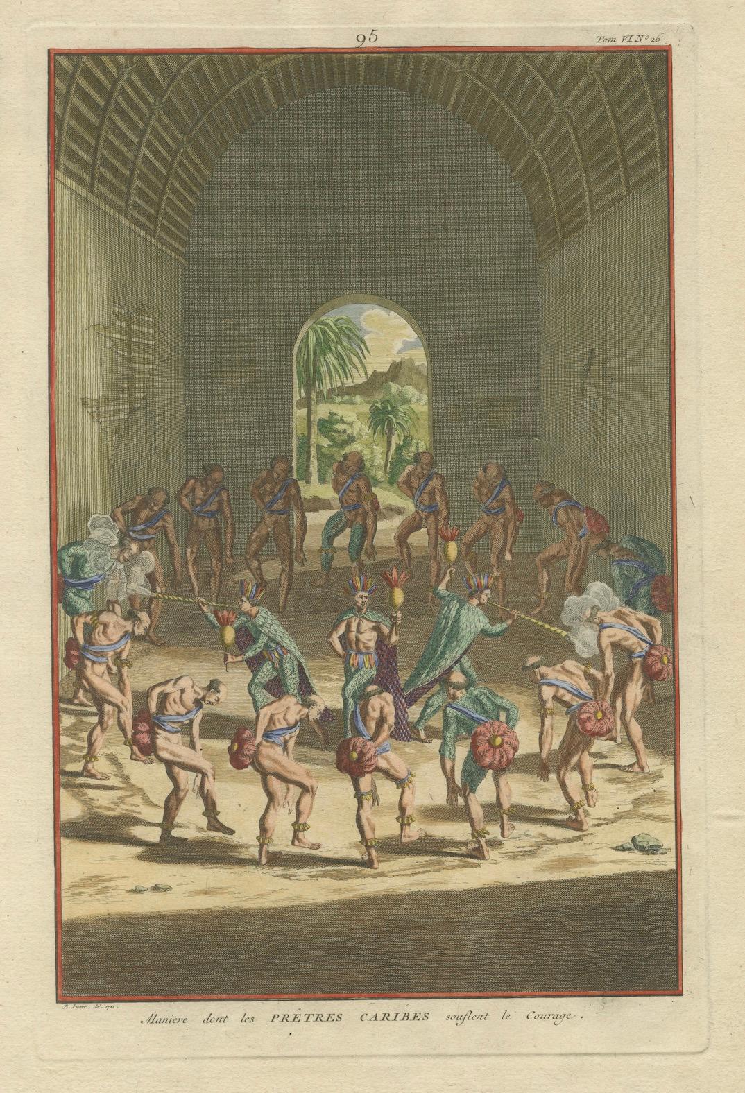 Karibische Priester flößen Mut ein: Ein ritueller Tanz in der Karibik, 1722 (Frühes 18. Jahrhundert) im Angebot