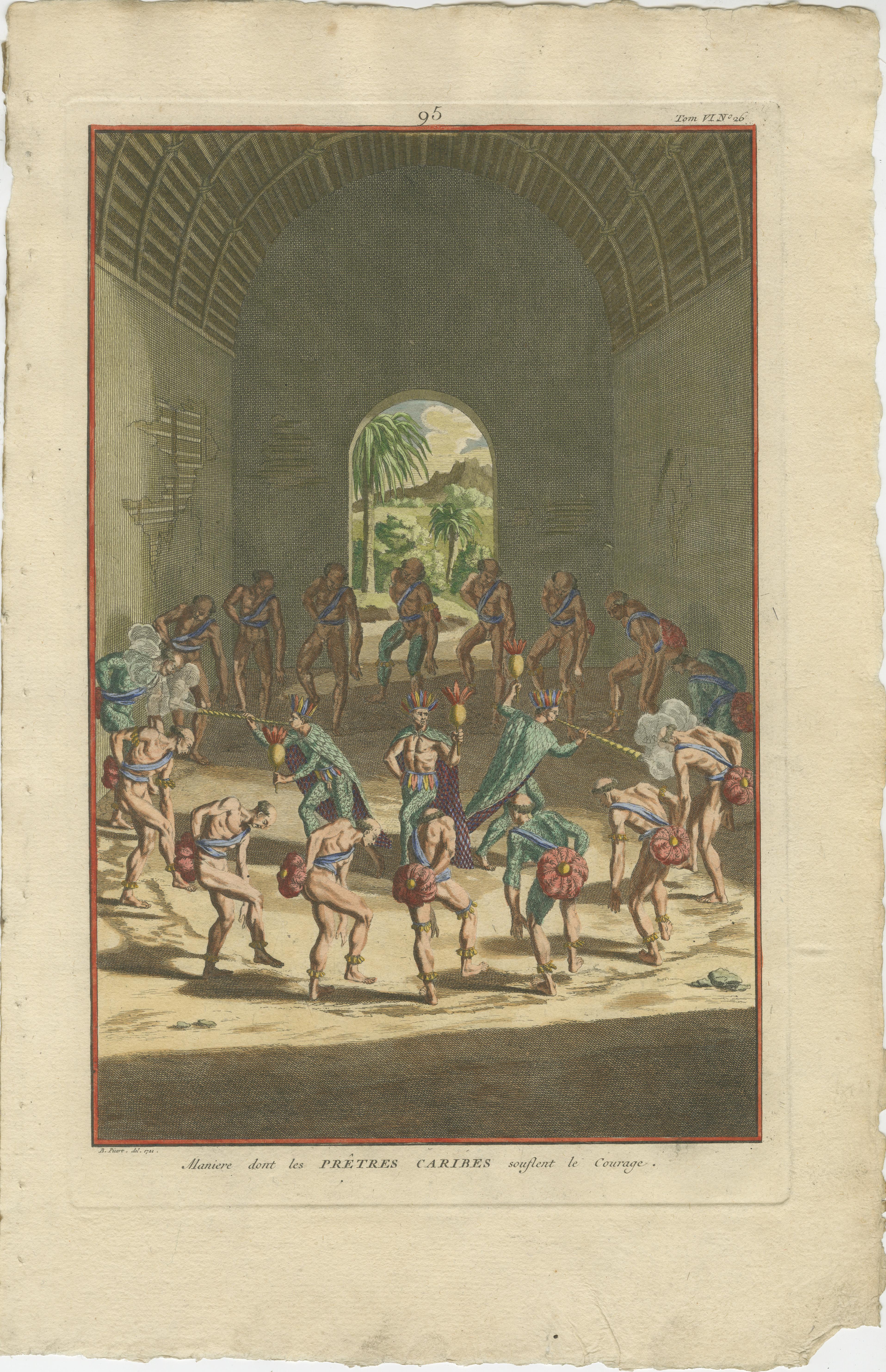 Karibische Priester flößen Mut ein: Ein ritueller Tanz in der Karibik, 1722 (Papier) im Angebot