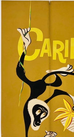 CARIBBEAN - BRITISH WEST INDIAN AIRWAYS Original Vintage Airline Travel Poster