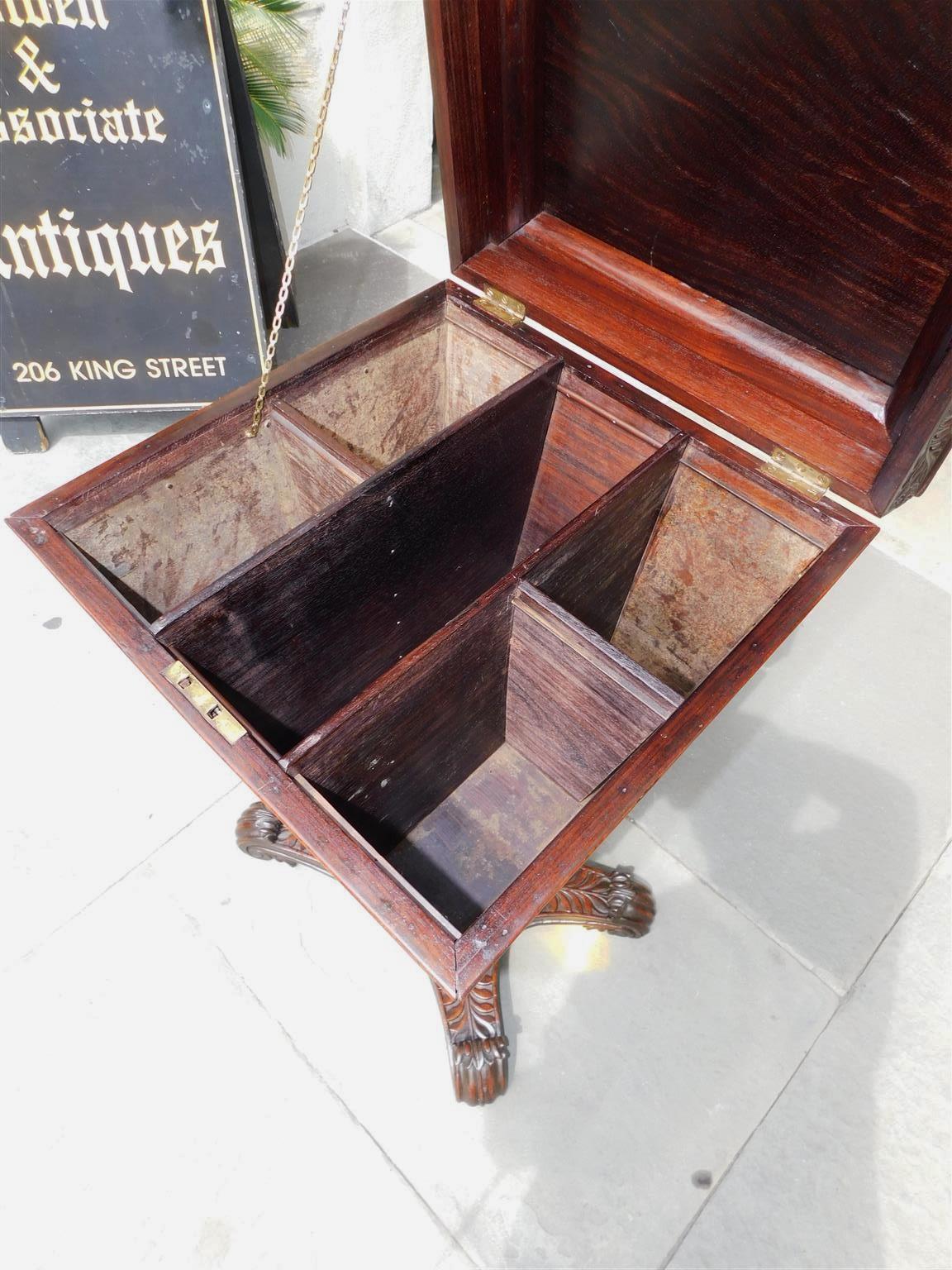 Caribbean Mahogany Hinged Pedestal Tea Poy with Foliage Carvings, Circa 1820 For Sale 8