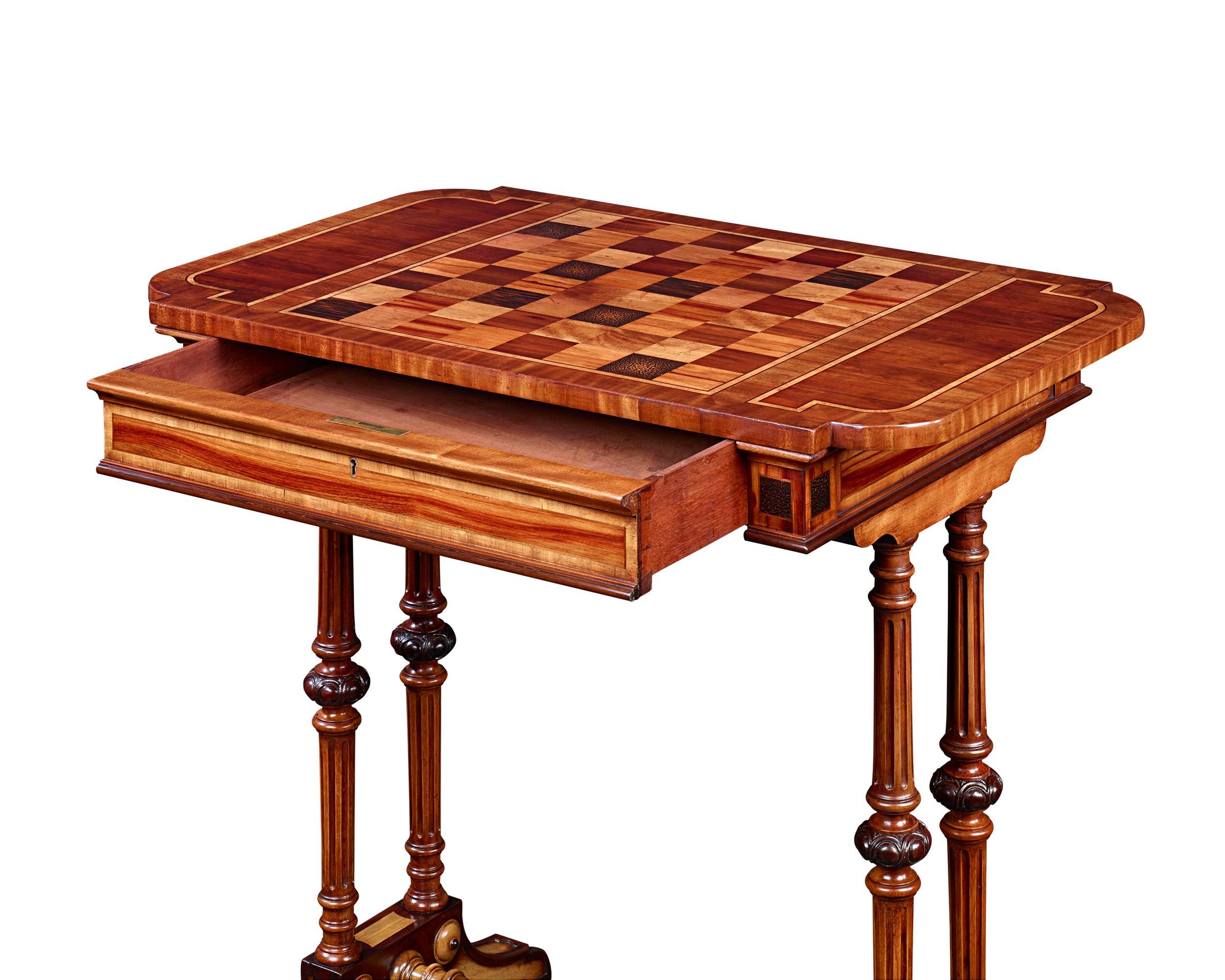 Regency Caribbean Marquetry Games Table For Sale