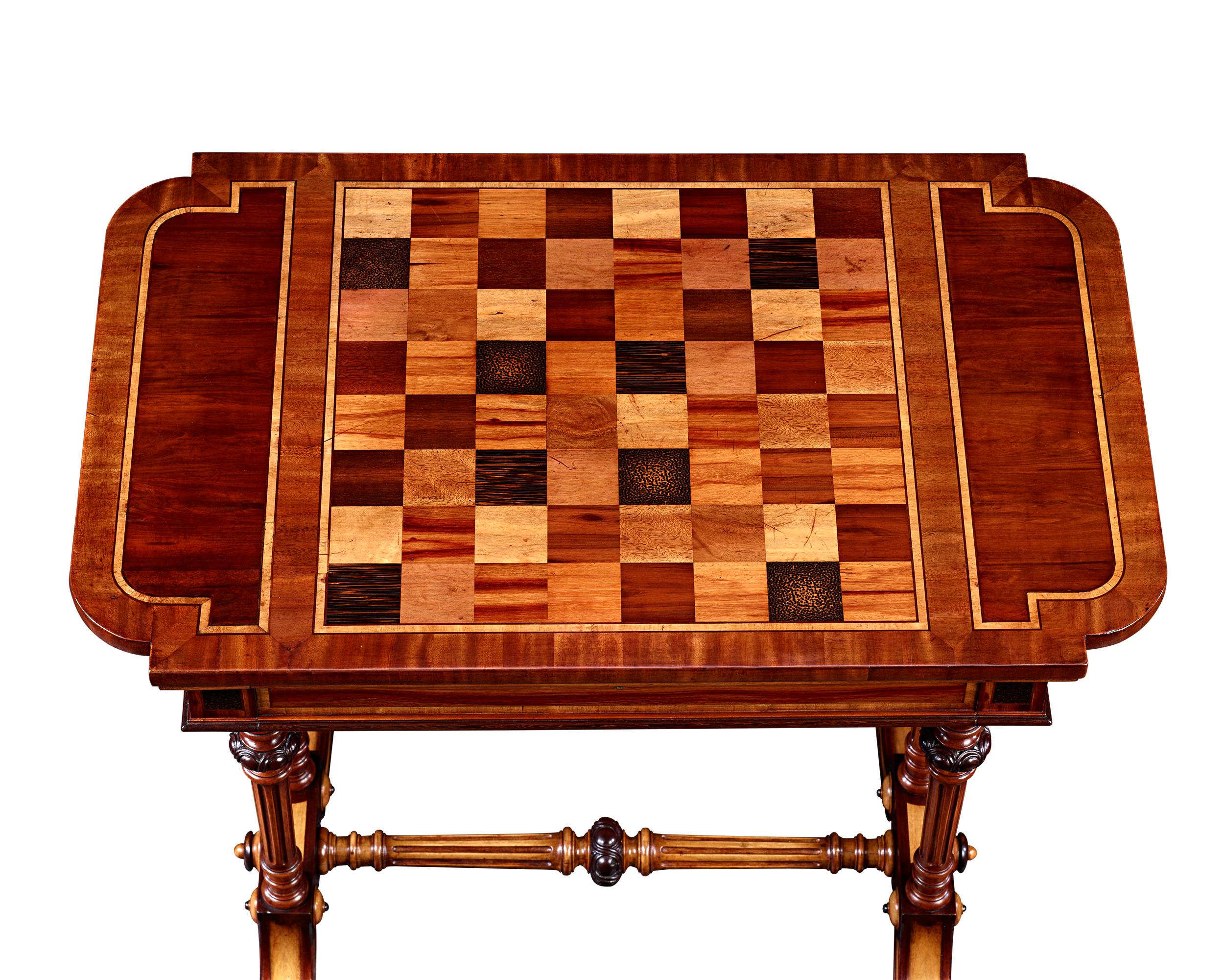 English Caribbean Marquetry Games Table For Sale