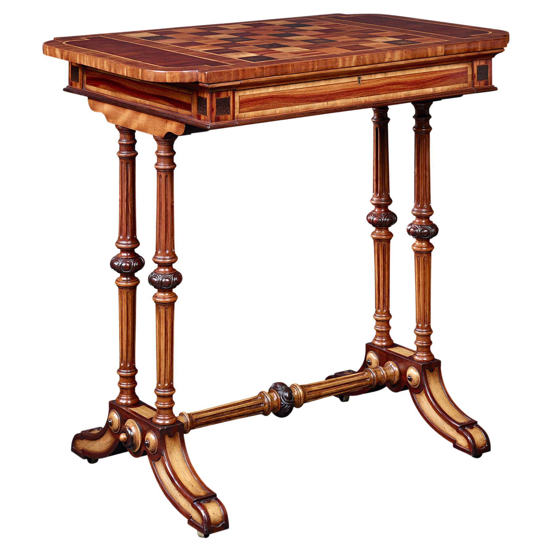 Caribbean Marquetry Games Table For Sale