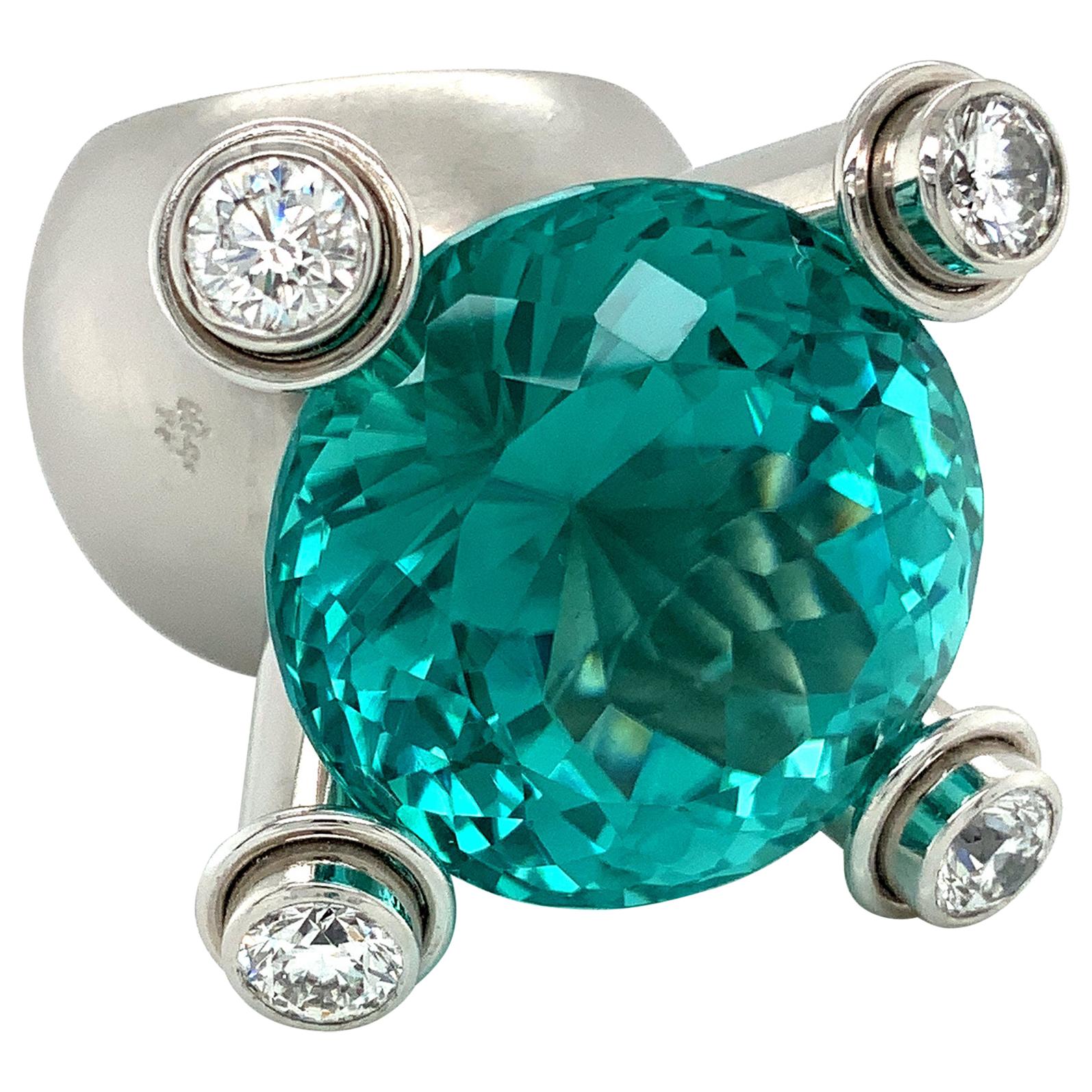 Georg Spreng - Caribbean Octopus Ring Pt 950 Tourmaline Paraiba color Diamonds For Sale