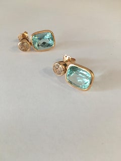 Caribbean Tourmaline Stud Drop Earrings in 18 Karat Rose Gold