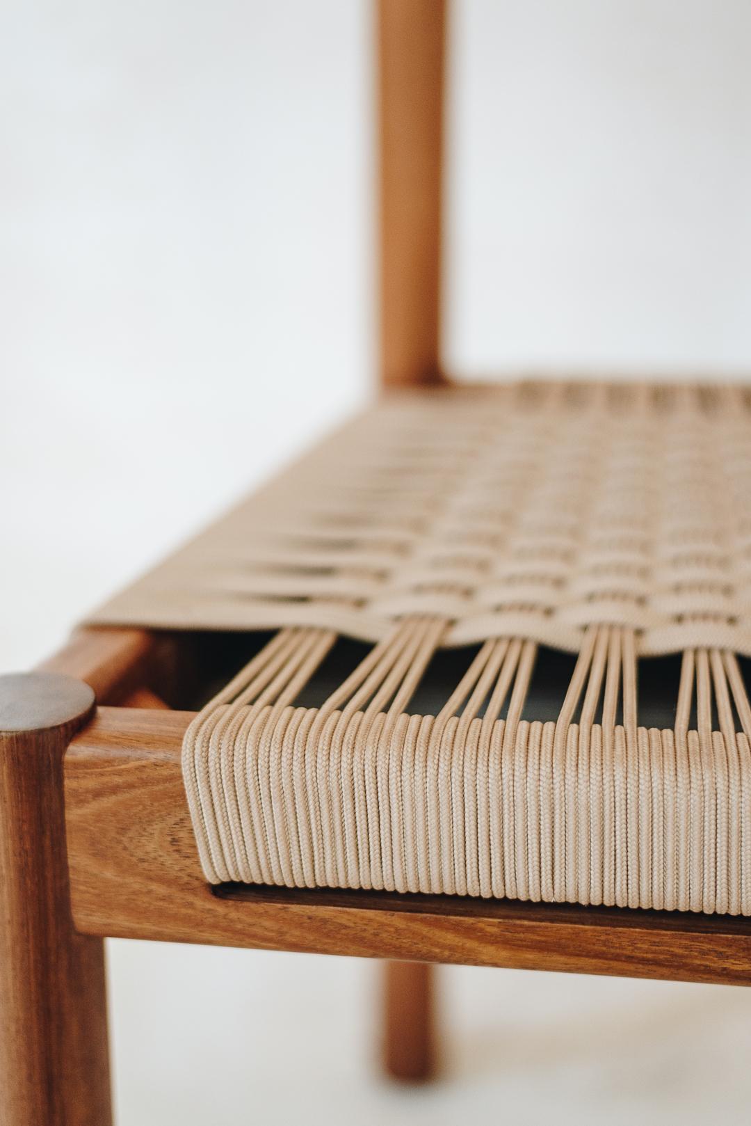 Woodwork Caribbean Walnut Dining Chair with Handwoven Seat, In Stock For Sale