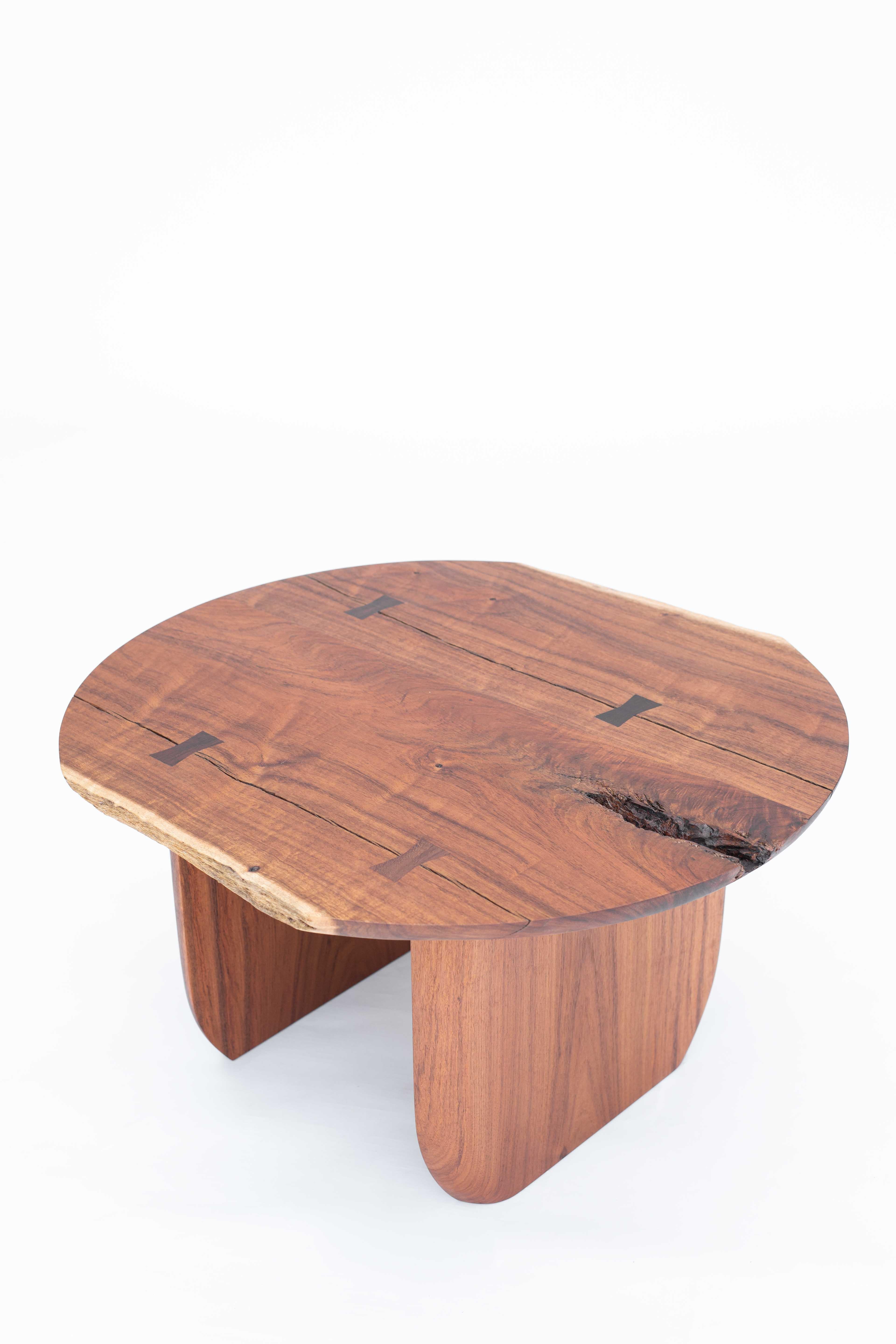 Woodwork Organic Modern Coffee Table in Caribbean Walnut Tropical Wood, Unique Piece For Sale