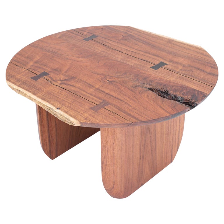 Caribbean Walnut Tropical Solid Wood Round Coffee Table For Sale at 1stDibs