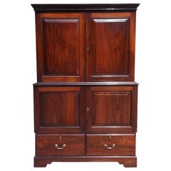 Caribbean Zebra Wood Fitted Interior Gentleman's Linen Press, Circa 1820