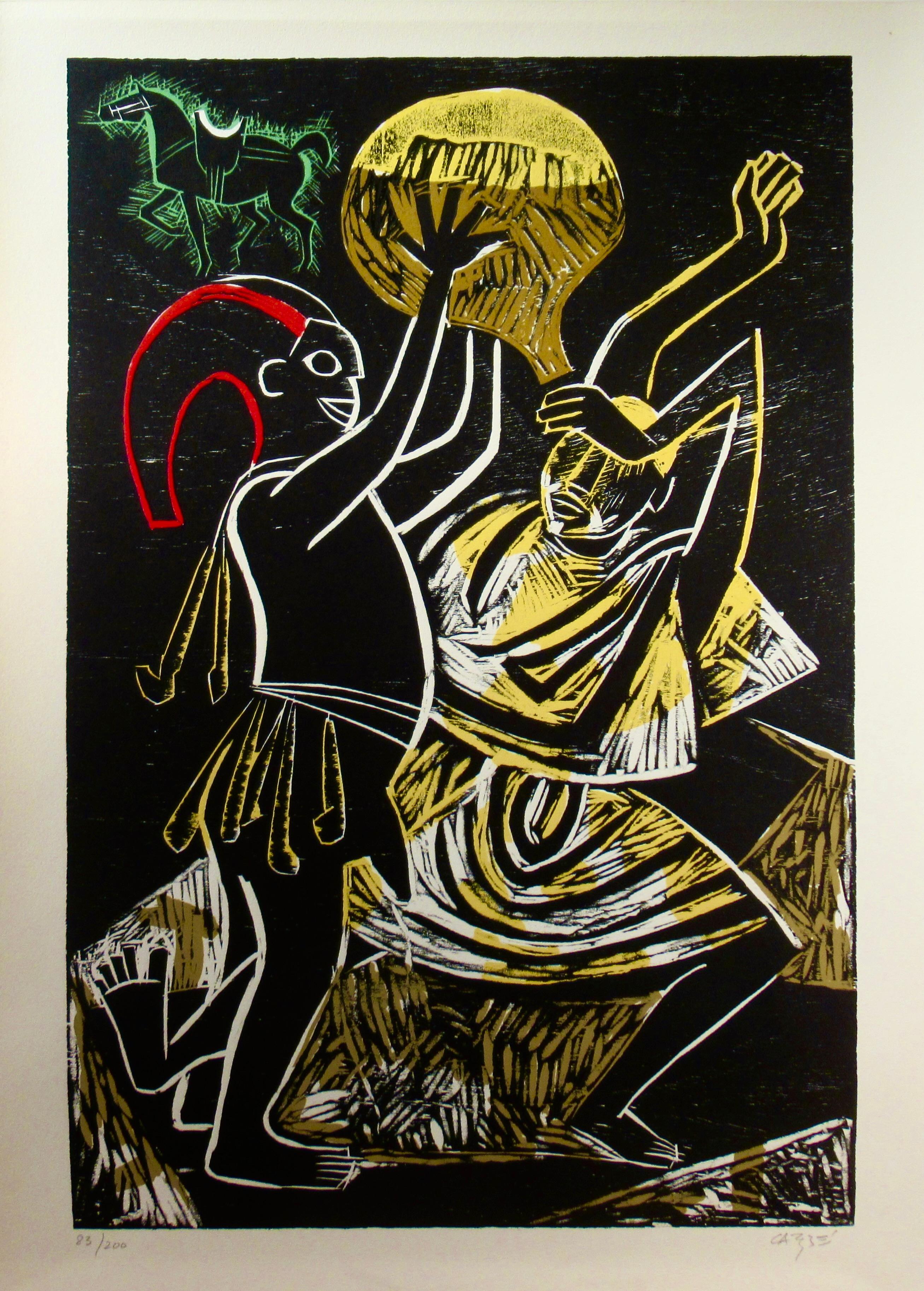 Caribe, Hector Julio Paride Bernabo Figurative Print - "Lendas Africanas Da Bahia" from the suite.