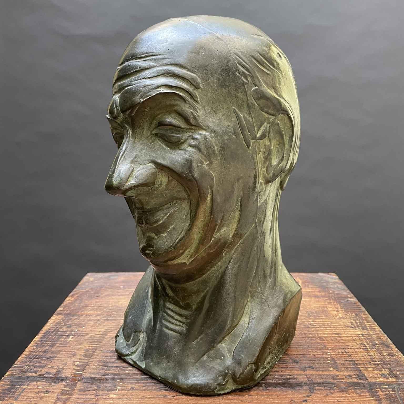 Caricature Male Head by the Italian Sculptor Luigi Froni 1959 For Sale 1