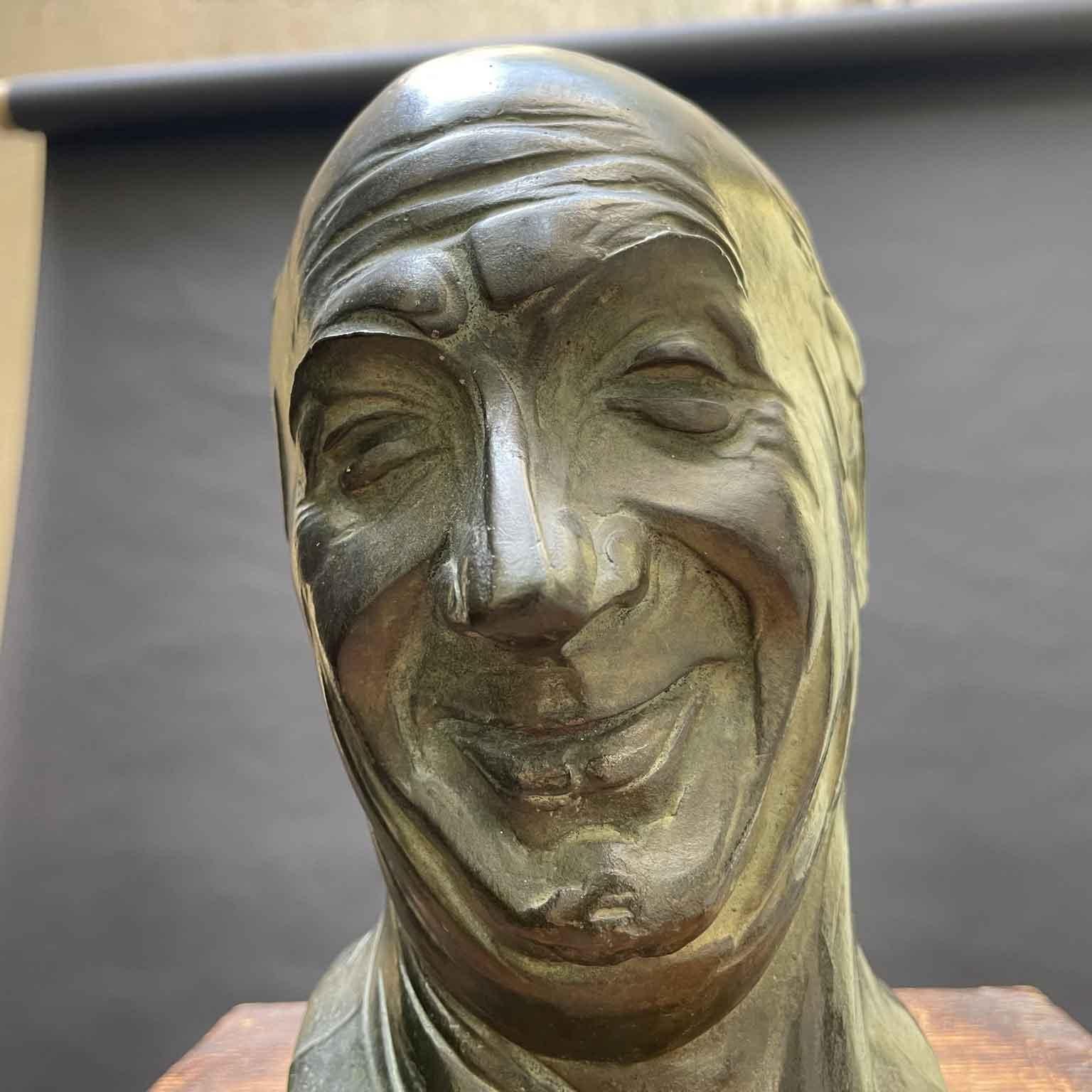 Caricature Male Head by the Italian Sculptor Luigi Froni 1959 In Good Condition For Sale In Milan, IT