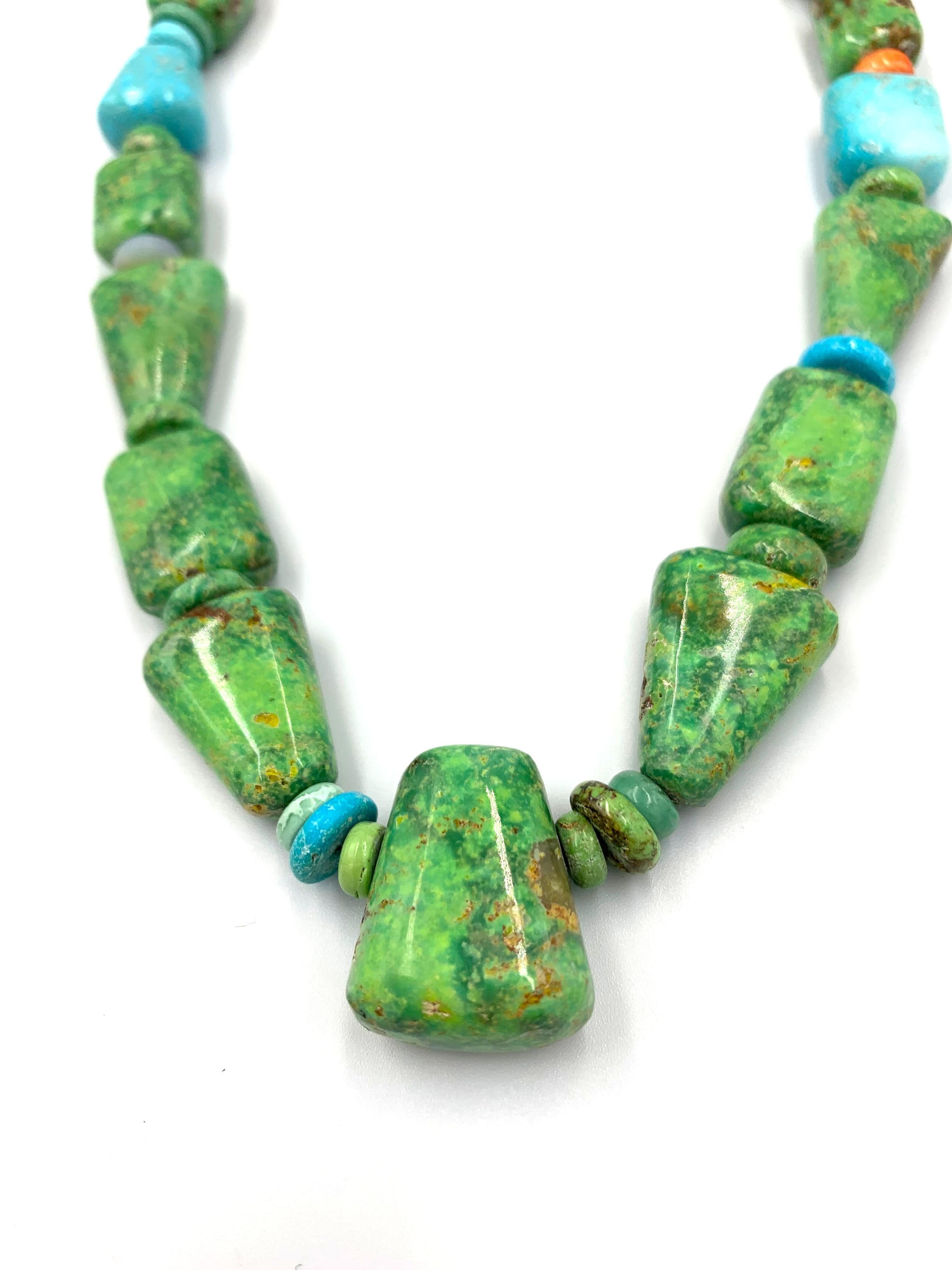 Carico Lake and Kingman turquoise hand cut beads, ranging in size from 1/2
