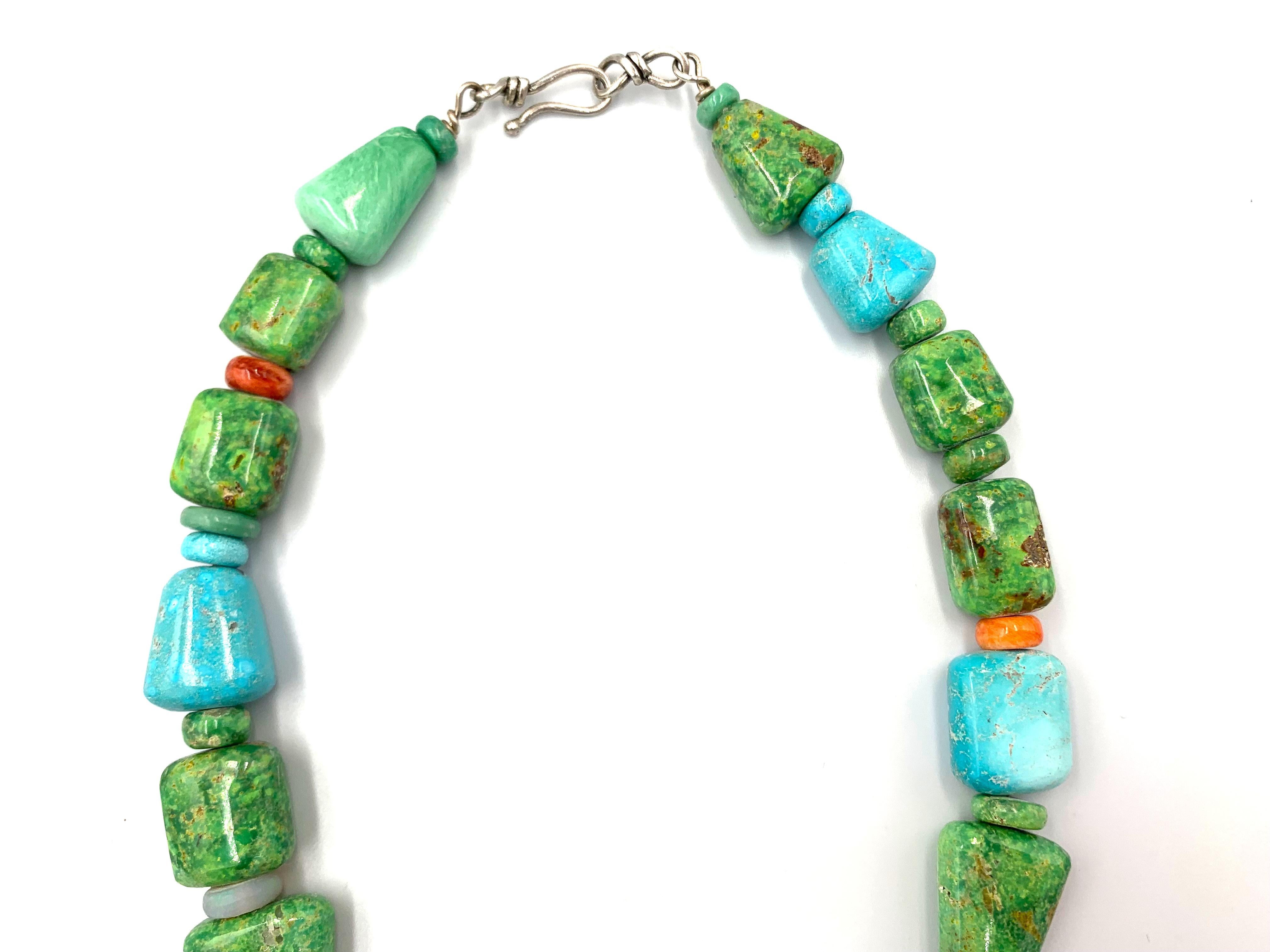 Native American Carico Lake & Kingman Turquoise Beaded Necklace by Bruce Eckhardt