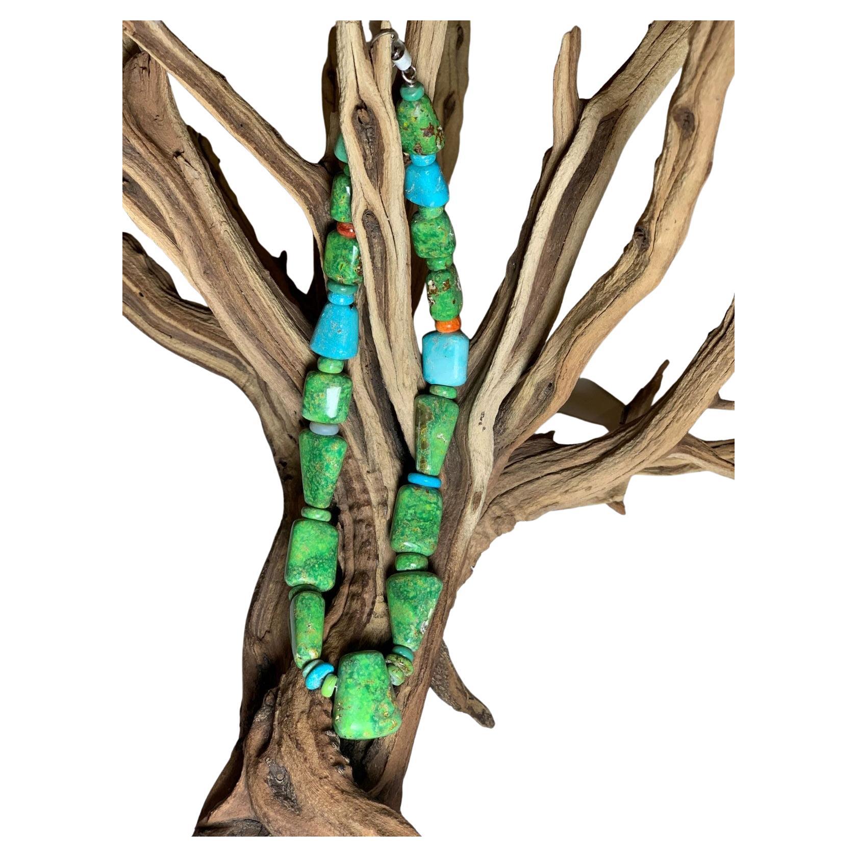 Carico Lake & Kingman Turquoise Beaded Necklace by Bruce Eckhardt In New Condition In Scottsdale, AZ
