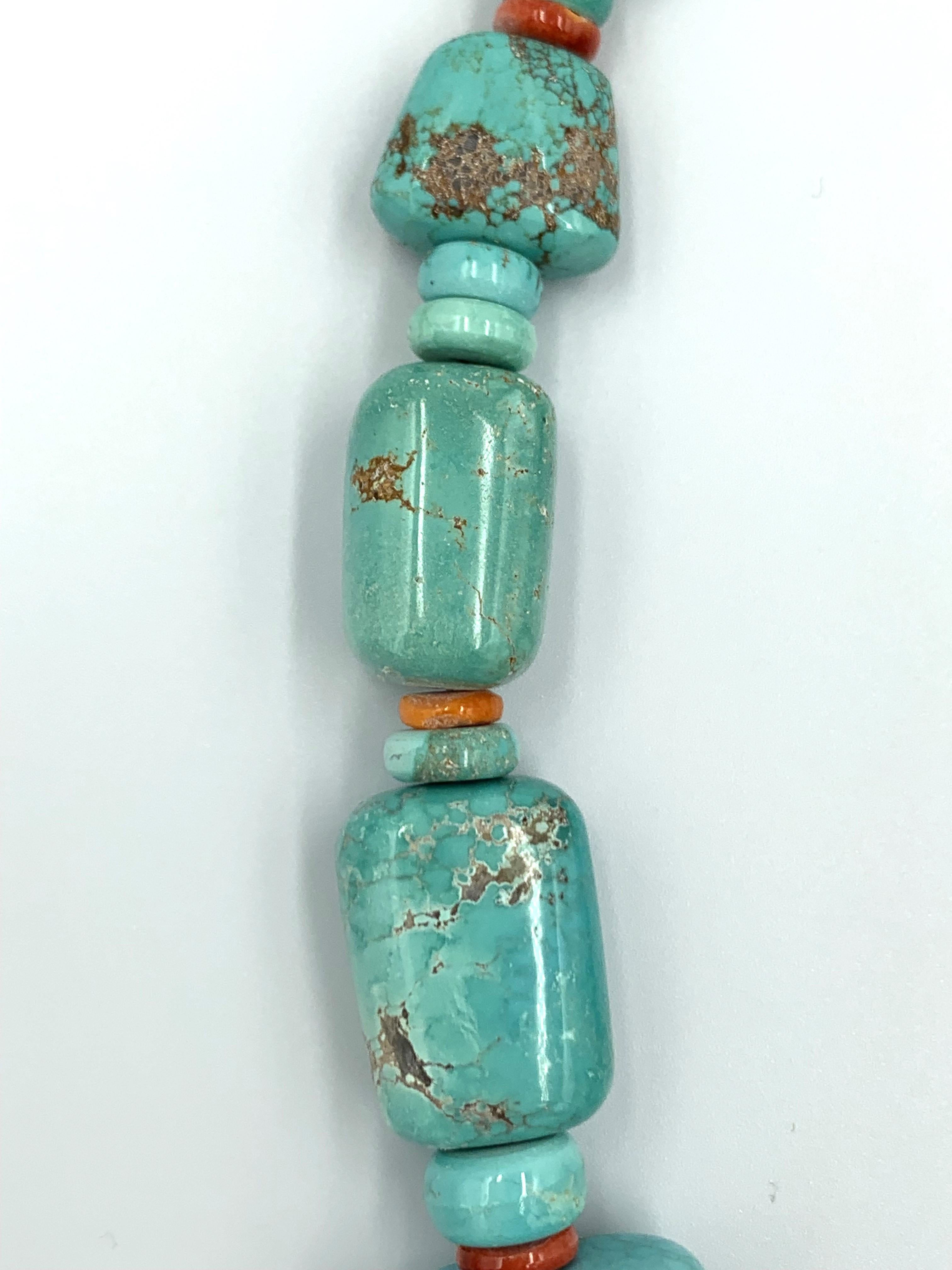 Native American Carico Lake Turquoise Bead Necklace by Bruce Eckhardt For Sale